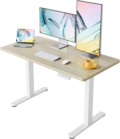 HUANUO 55 x 28 inch Electric Standing Desk Adjustable Height, 4 Memory Height Settings, Sit Stand Up Desk for Home Office & Computer Workstation, Light Walnut - 55" X 28"