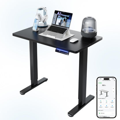 HUANUO 55 x 28 inch Electric Standing Desk Adjustable Height, 4 Memory Height Settings, Sit Stand Up Desk for Home Office & Computer Workstation, Light Walnut - AI-32" X 19"