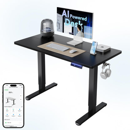 HUANUO 55 x 28 inch Electric Standing Desk Adjustable Height, 4 Memory Height Settings, Sit Stand Up Desk for Home Office & Computer Workstation, Light Walnut - AI-48" X 24"