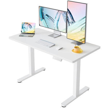 HUANUO 55 x 28 inch Electric Standing Desk Adjustable Height, 4 Memory Height Settings, Sit Stand Up Desk for Home Office & Computer Workstation, Light Walnut - AI-48" X 24"(one piece)