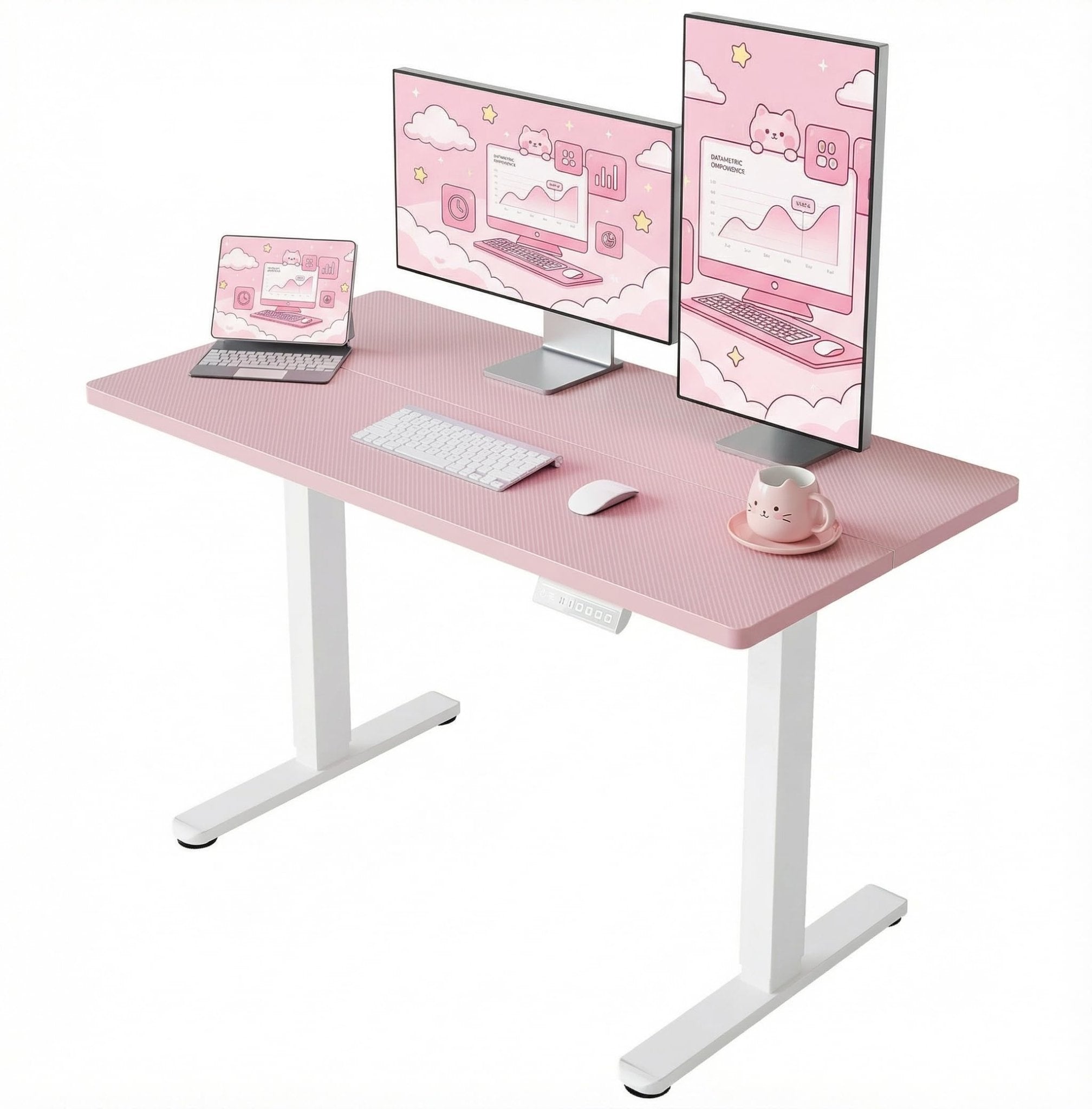 HUANUO 55 x 28 inch Electric Standing Desk Adjustable Height, 4 Memory Height Settings, Sit Stand Up Desk for Home Office & Computer Workstation, Light Walnut - AI-48" X 24"