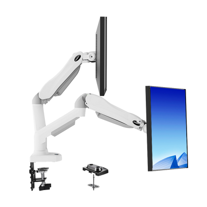 Adjustable arms of HUANUO dual monitor mount for 13 to 30 inch screens.