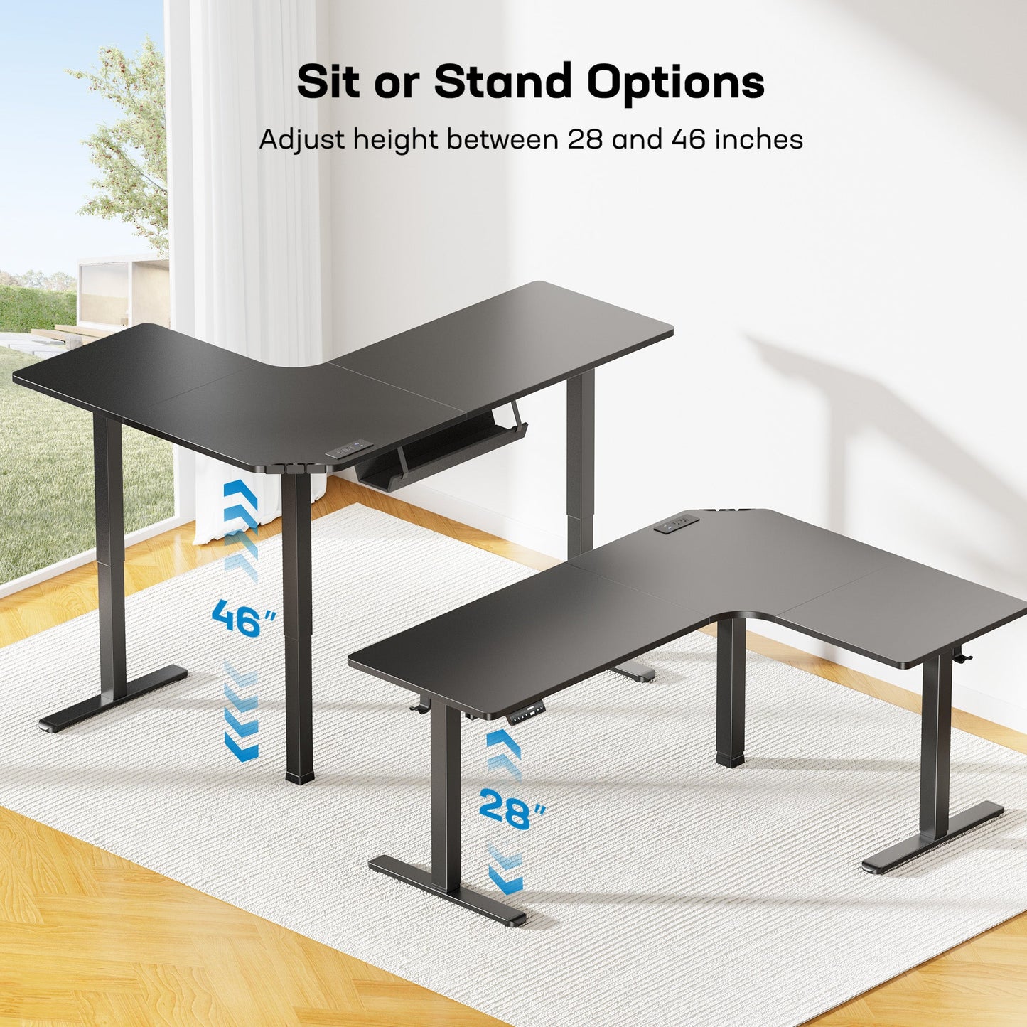 L - shaped Series Standing Desk - Triple Spliced Desktop