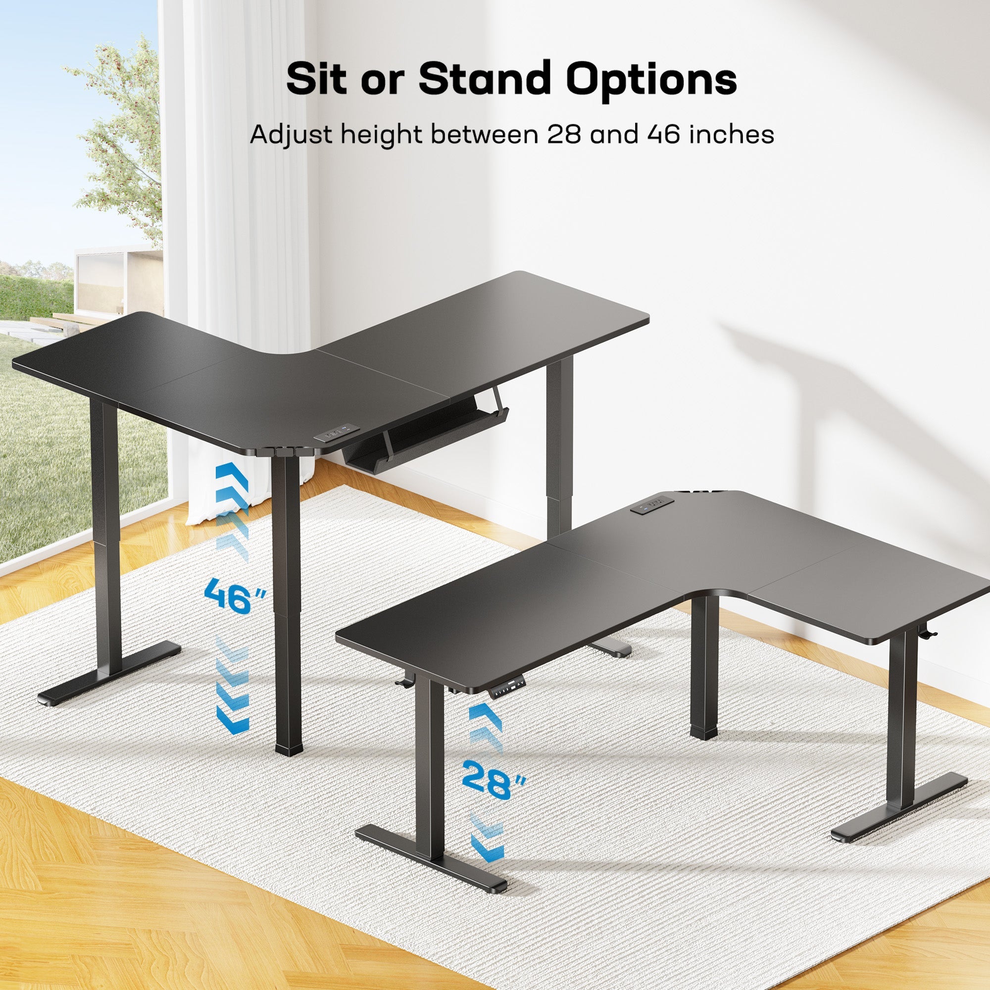L - shaped Series Standing Desk - Triple Spliced Desktop