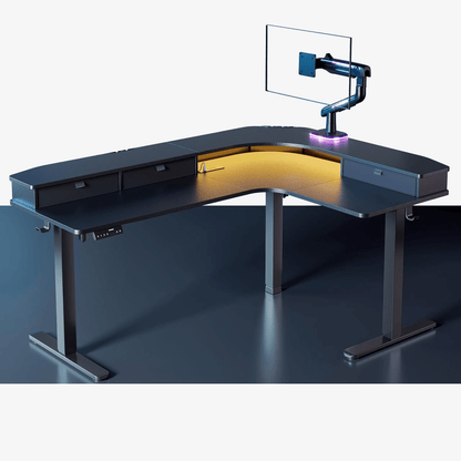 L - Shaped Standing Desk With Storage + Titan™ - 