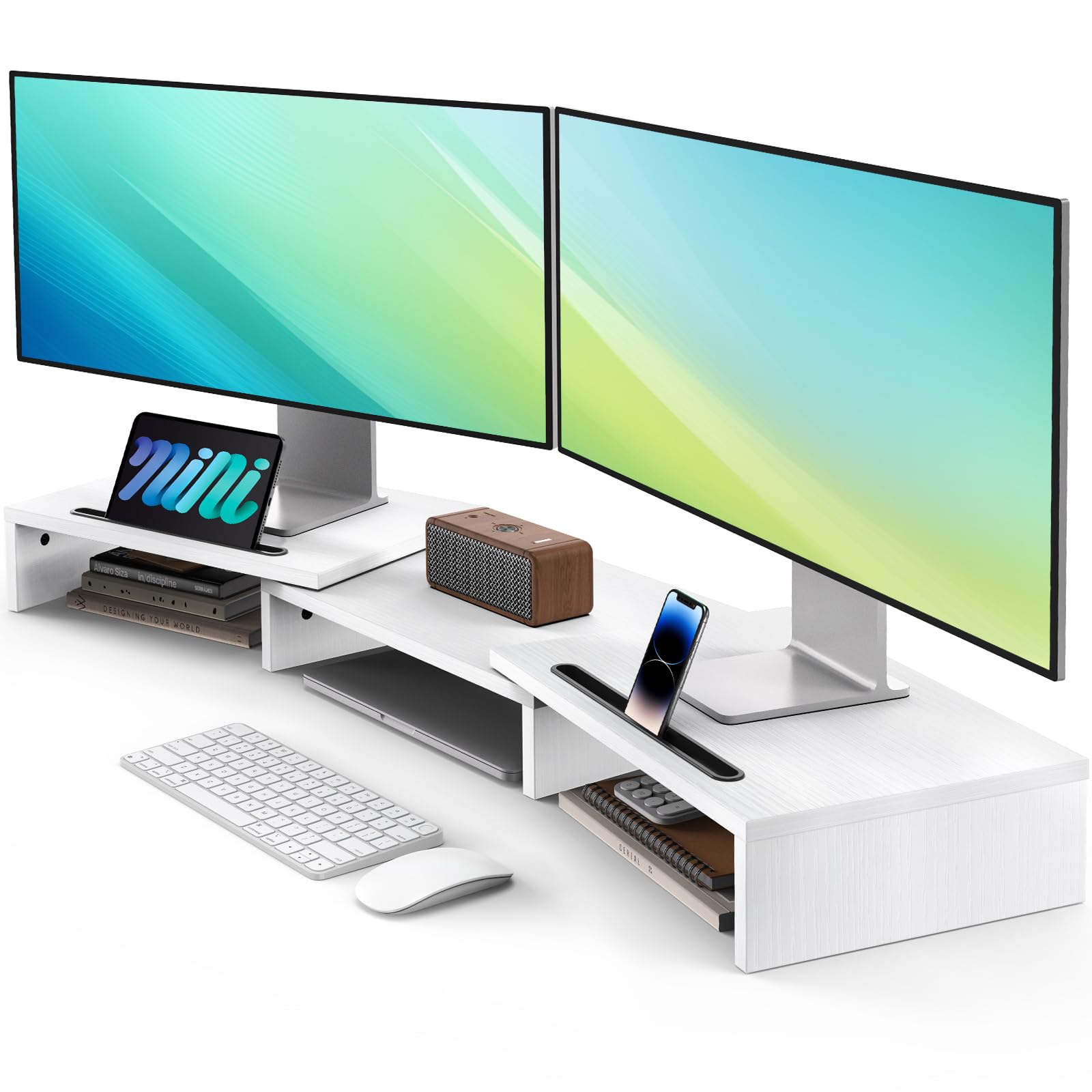 MDF Material Dual Monitor Stand - White