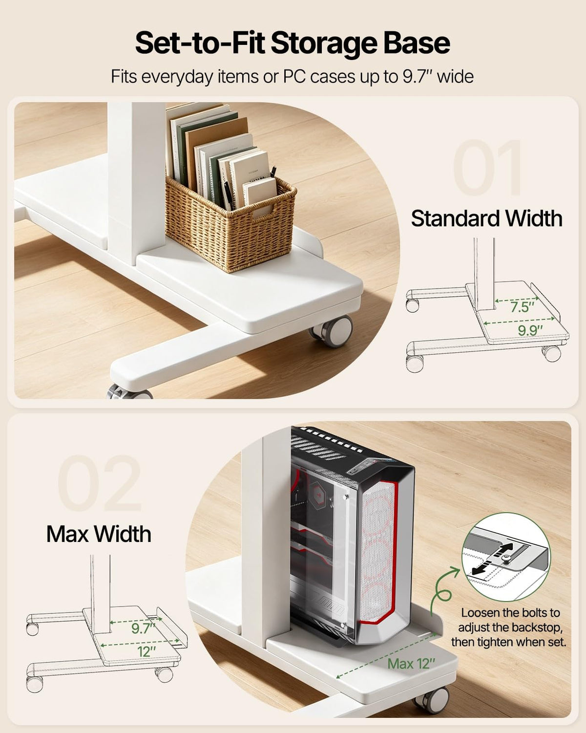 Mobile Standing Desk with Drawer - 27.6"x19.7"