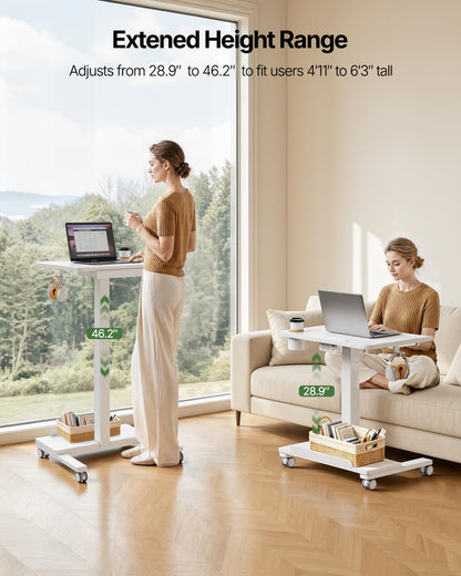 Mobile Standing Desk with Drawer - 27.6"x19.7"