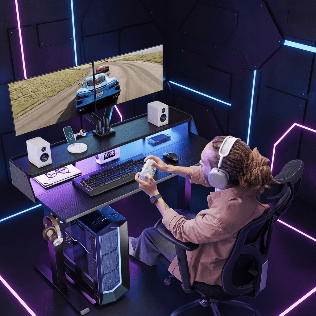 neonnix black RGB standing desk