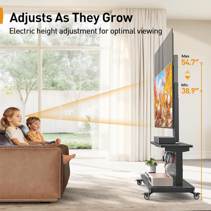 Pegboard Gaming Mobile TV Stand - Upgraded with Remote - Controlled Lift