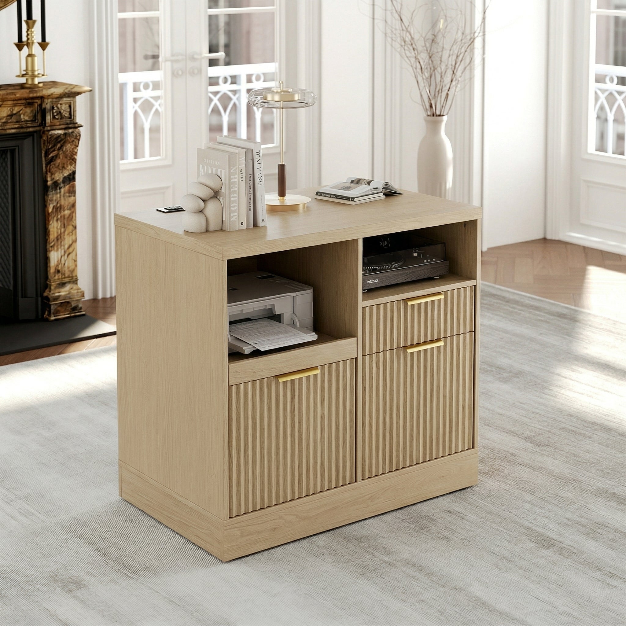 Premium Aura Cabinet - Fluted - Natural Oak