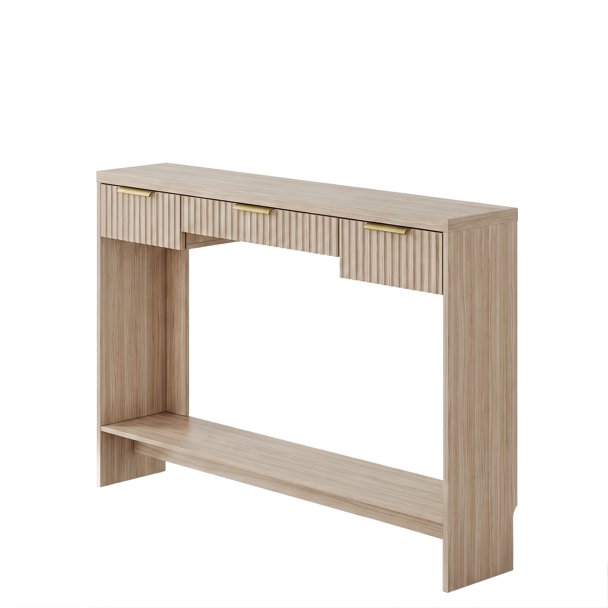 Premium Chene Sofa Table - Fluted - Light Walnut