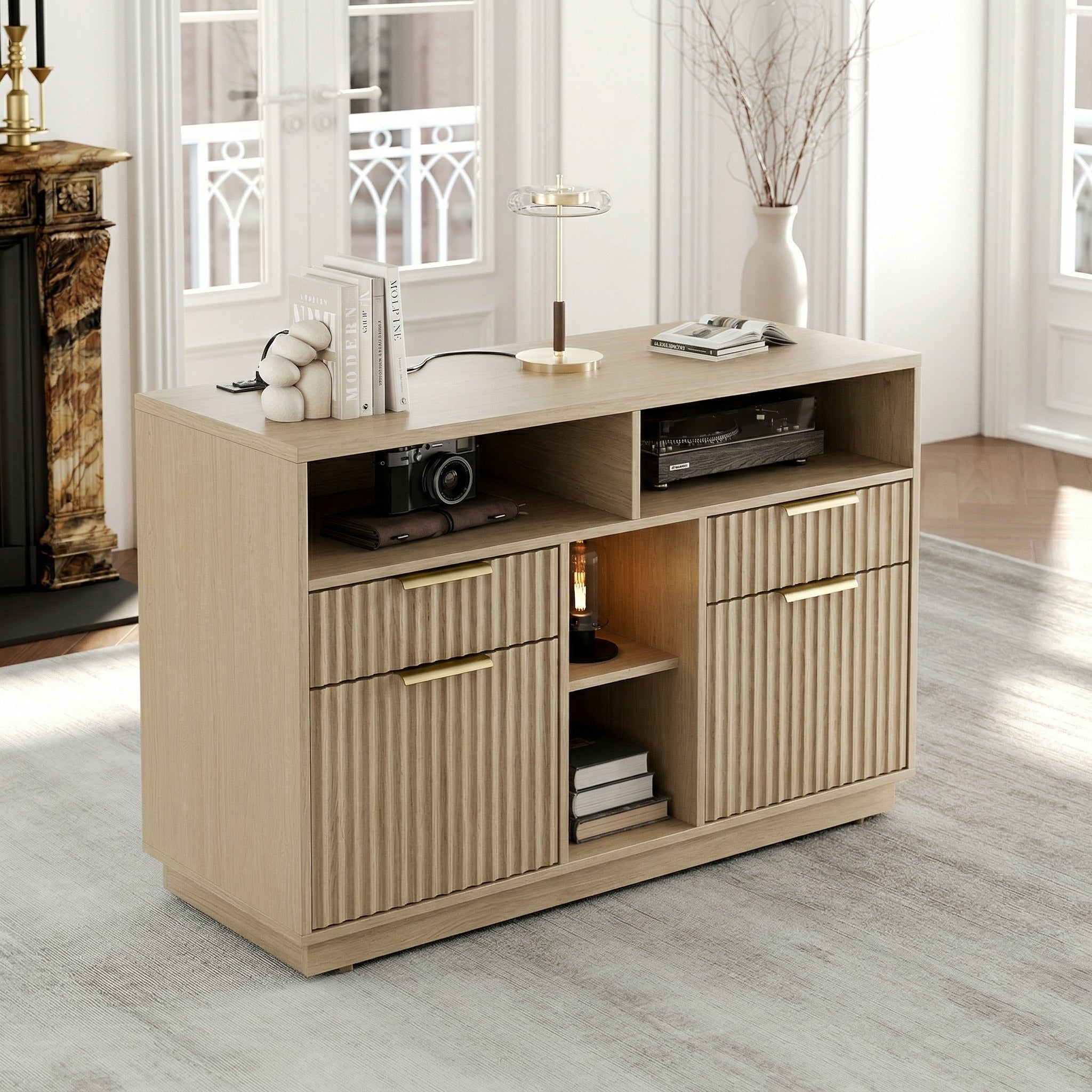 Premium Echo Cabinet - Fluted - Natural Oak