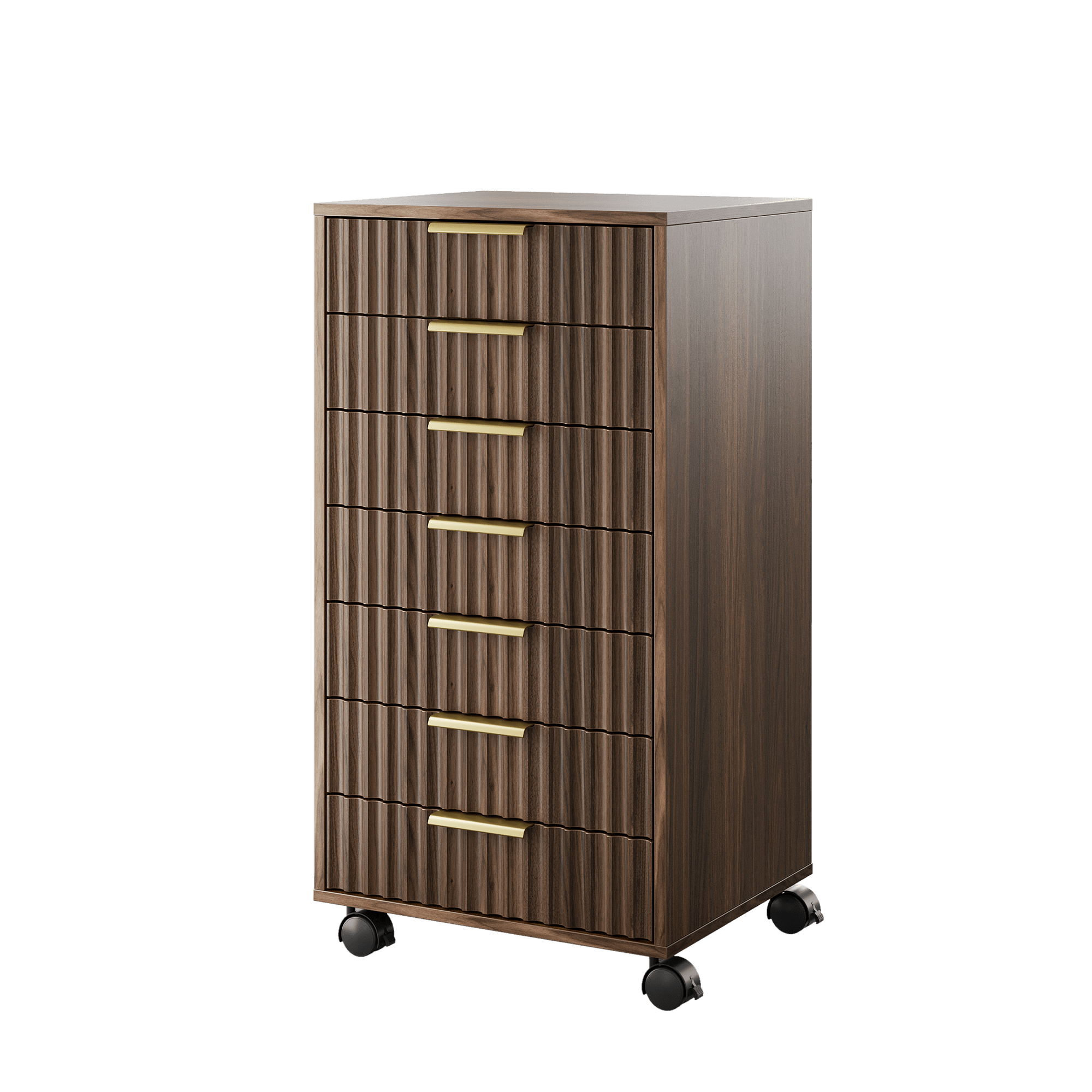 Premium Fable Cabinet - Fluted - Dark Walnut