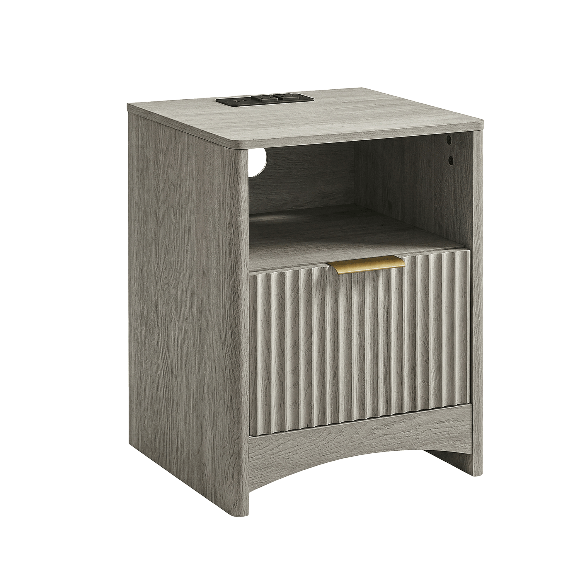 Premium Glint Cabinet - Fluted - Grey