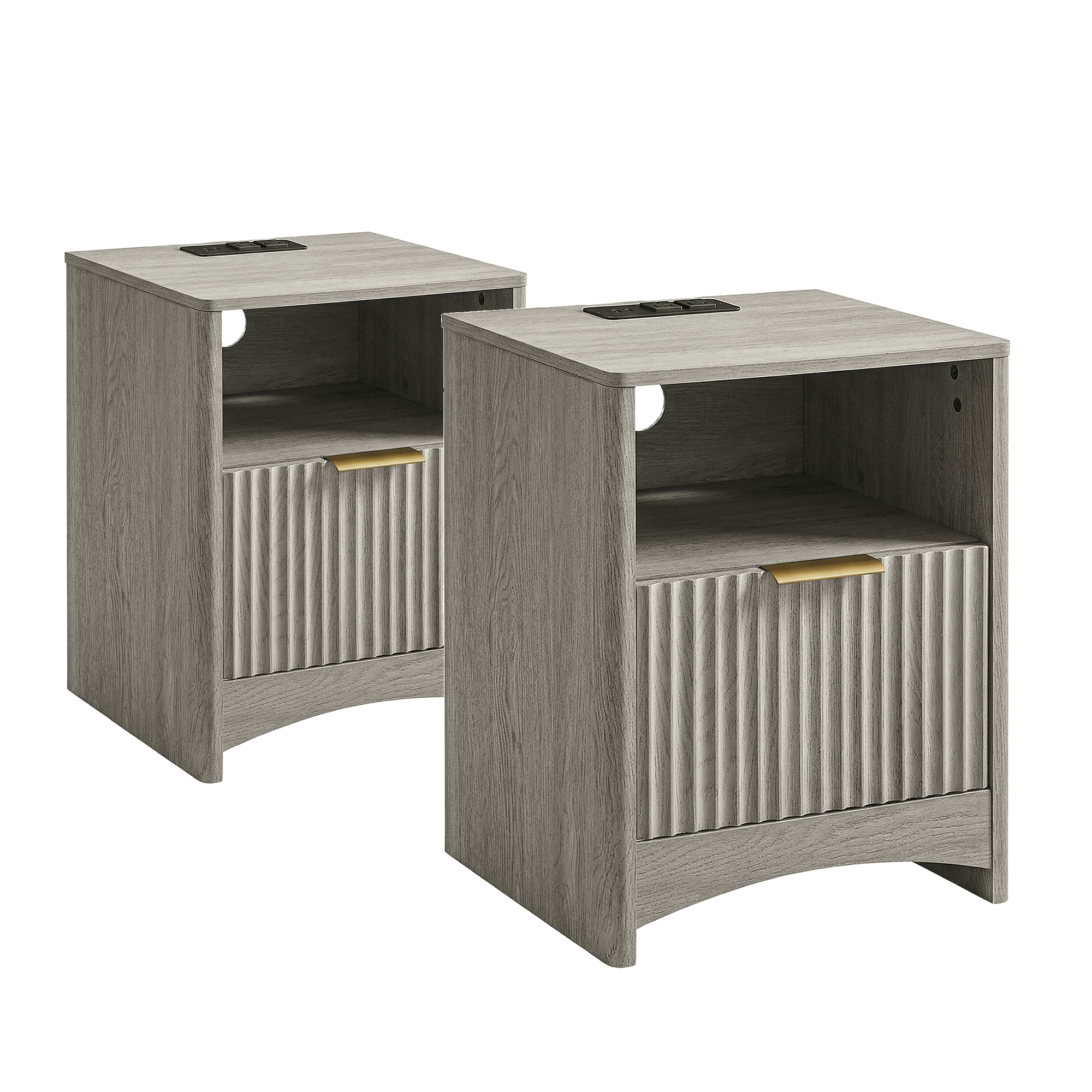 Premium Glint Pro Cabinet - Fluted - Grey