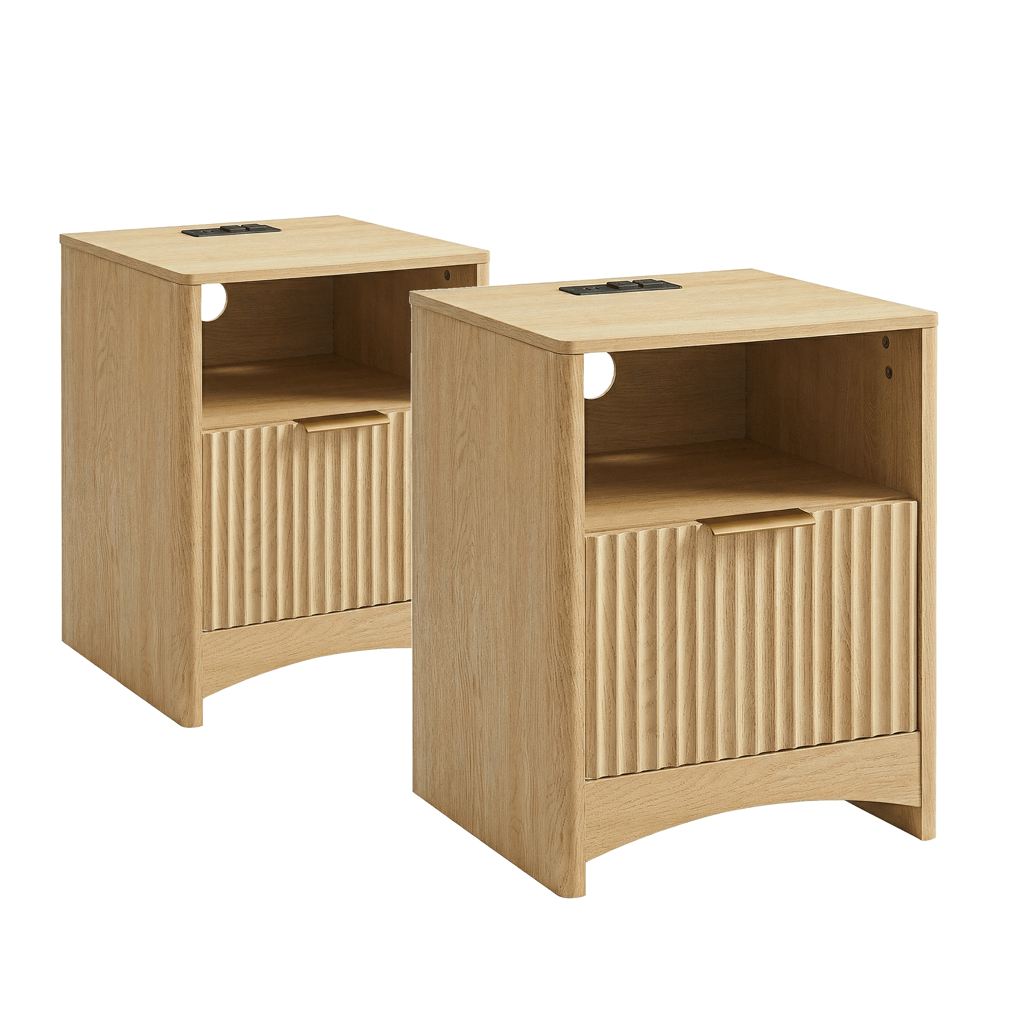 Premium Glint Pro Cabinet - Fluted - Natural Oak