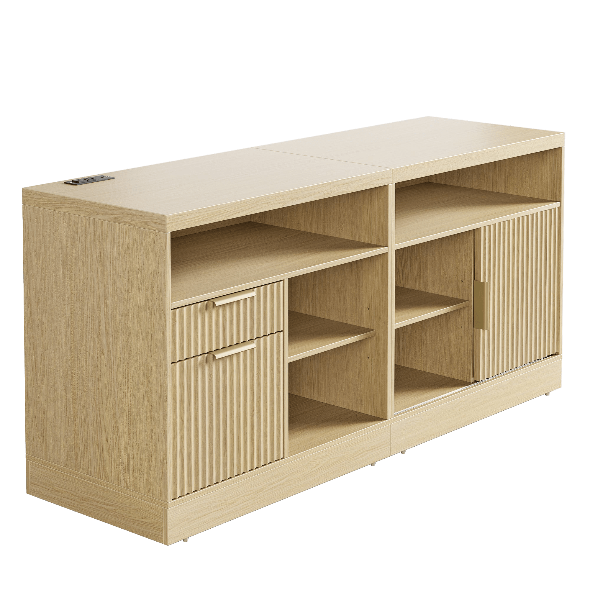 Premium Padova Cabinet - Fluted - Natural Oak