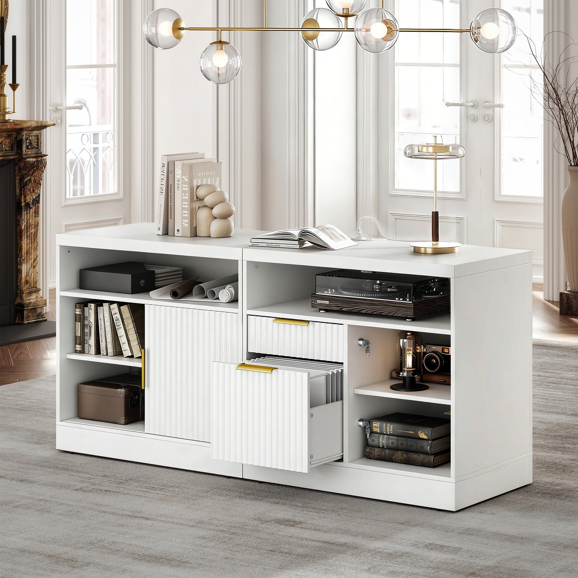 Premium Padova Cabinet - Fluted - White