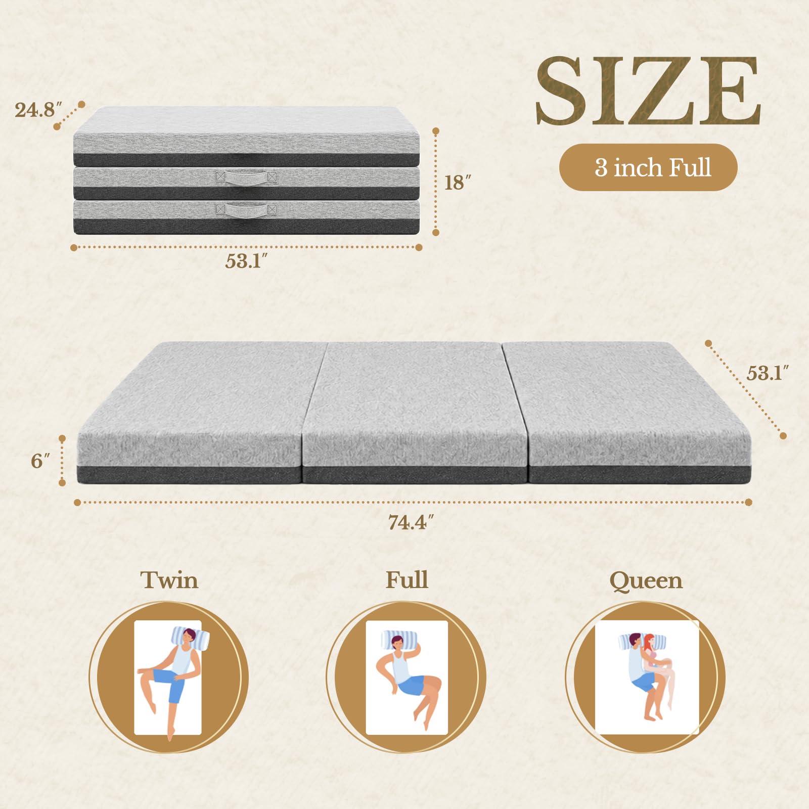 Premium Sable Folding Mattress Q/F/T - Queen (U.S. Standard)