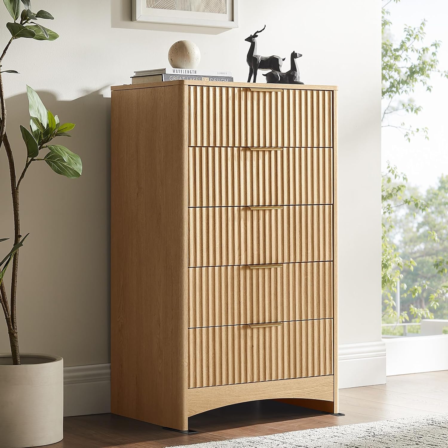 Premium Spirit Cabinet - Fluted - Natural Oak