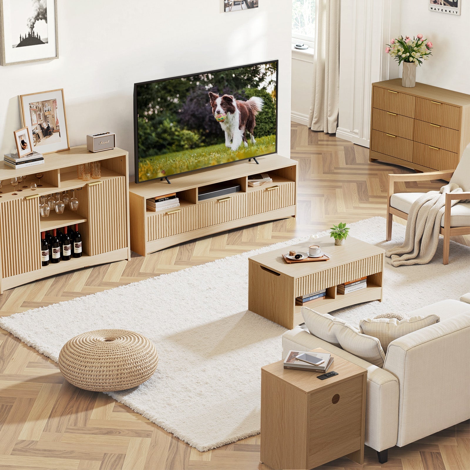 Premium Tempo Table - Fluted - Natural Oak