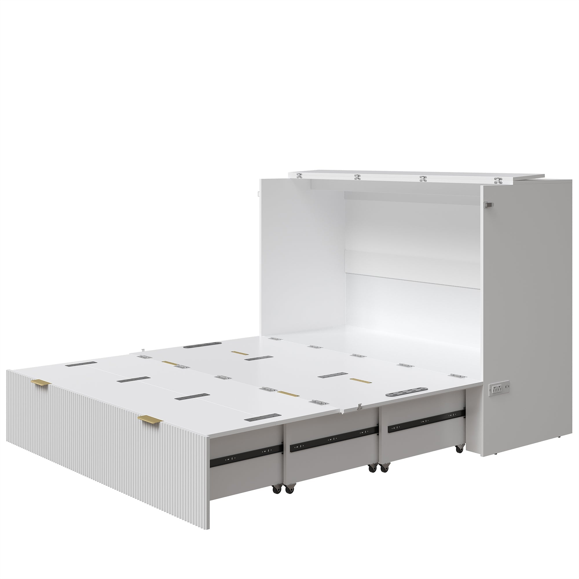 Premium Terra - Full Cabinet Bed - Fluted - White