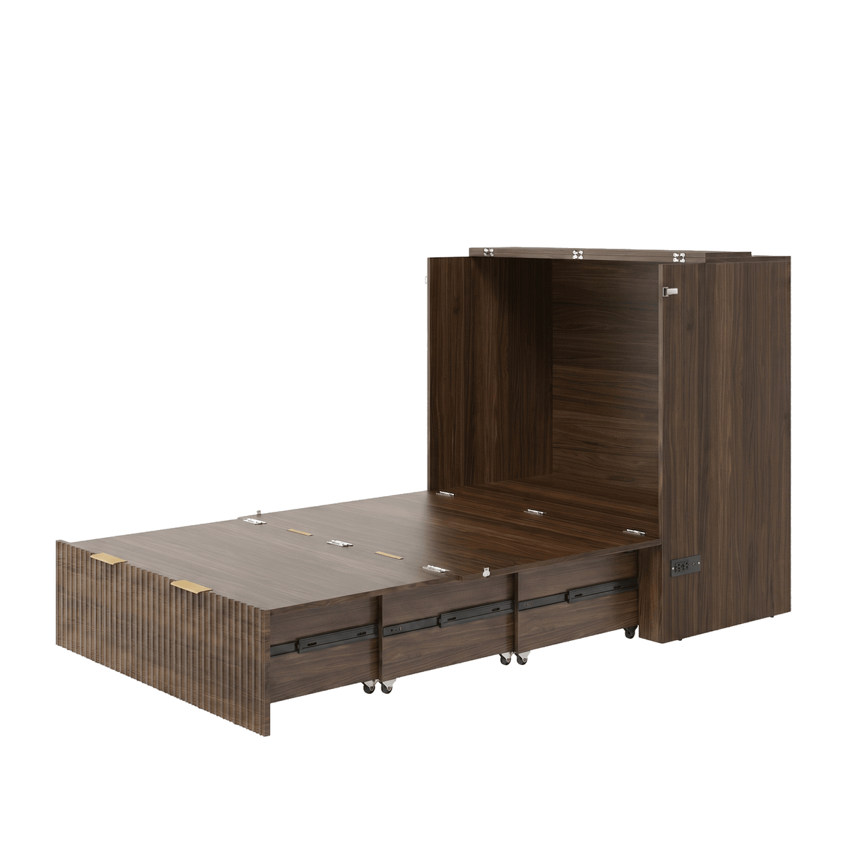 Premium Terra - Twin Cabinet Bed - Fluted - Dark Walnut