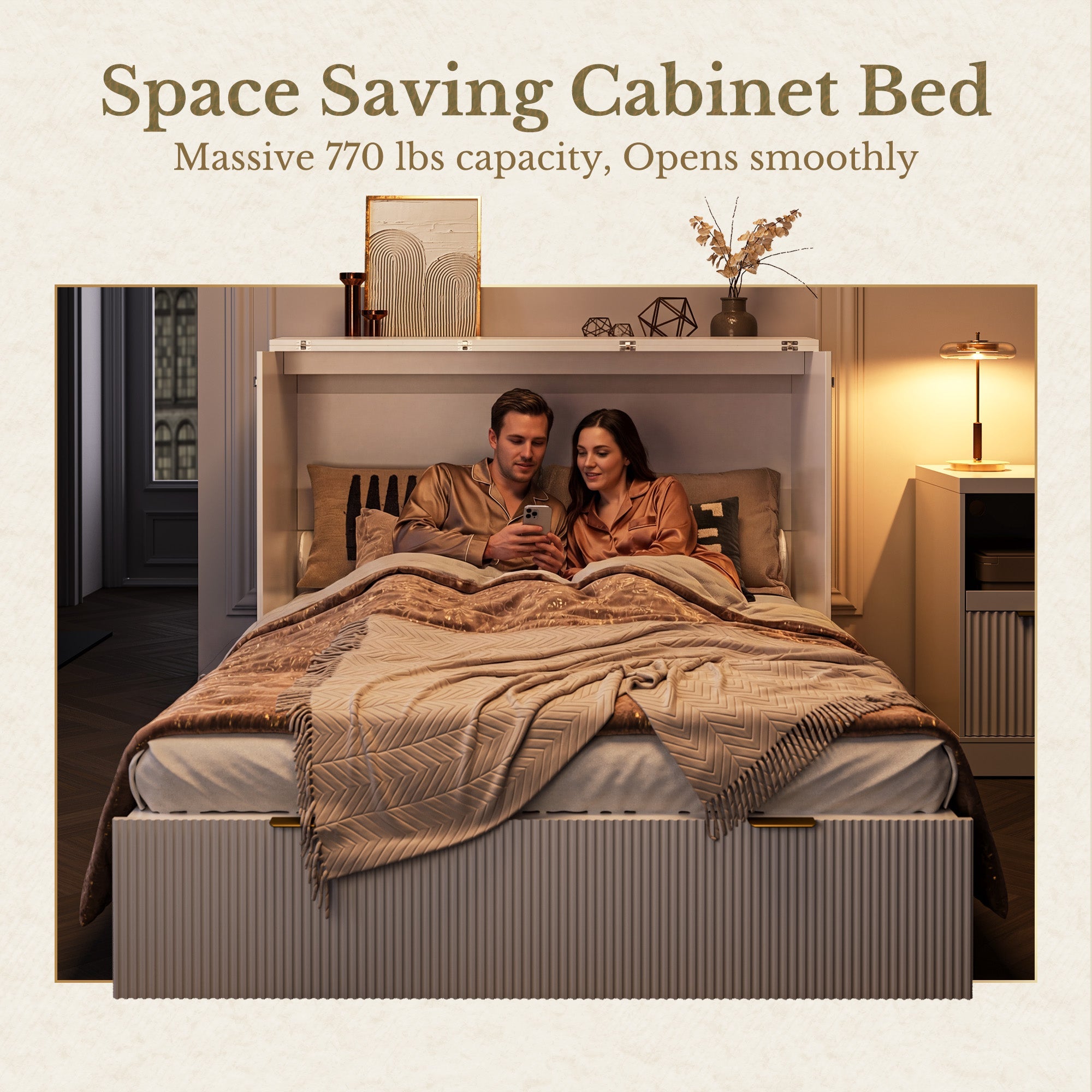 Premium Terra - Twin Cabinet Bed - Fluted - Dark Walnut