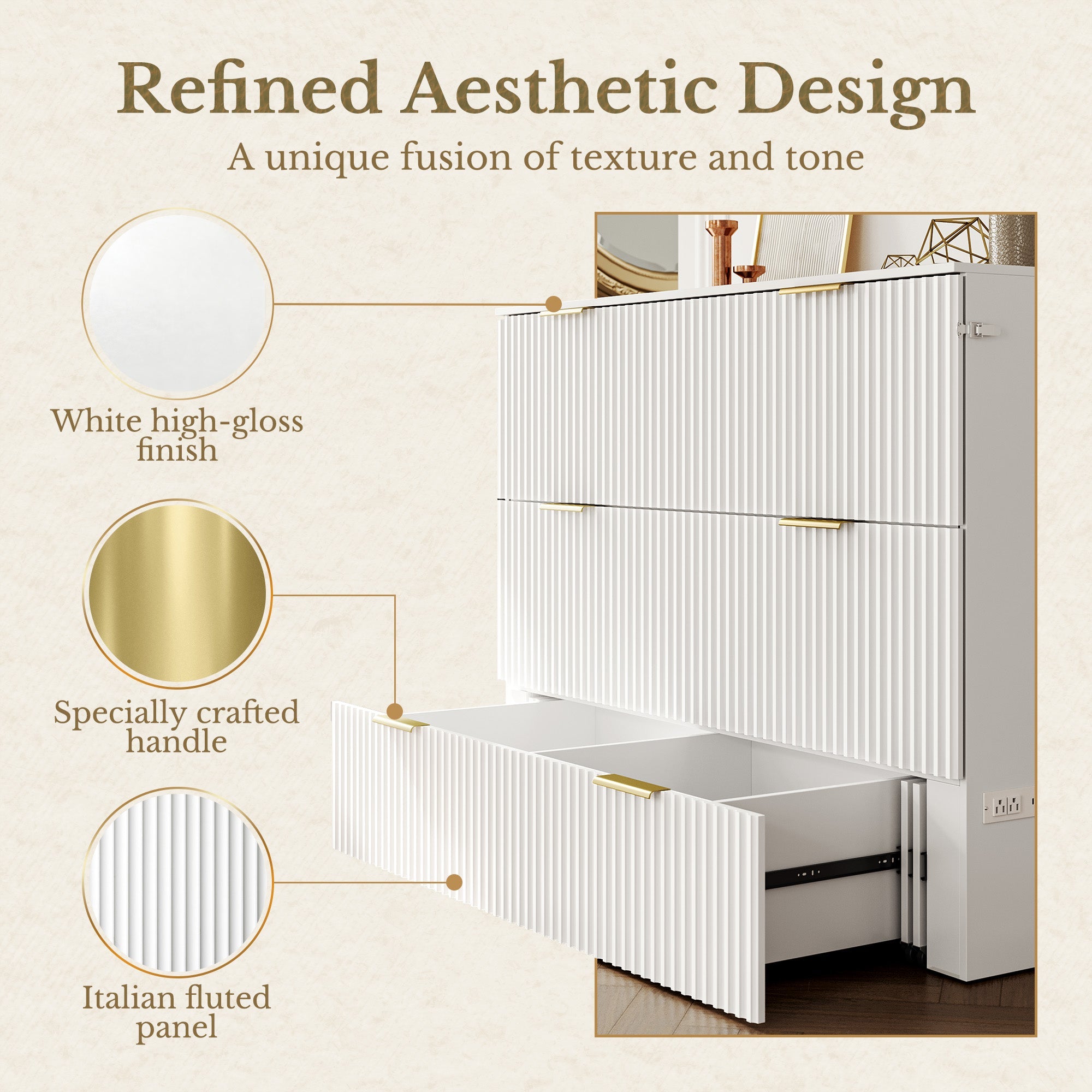 Premium Terra - Twin Cabinet Bed - Fluted - Dark Walnut