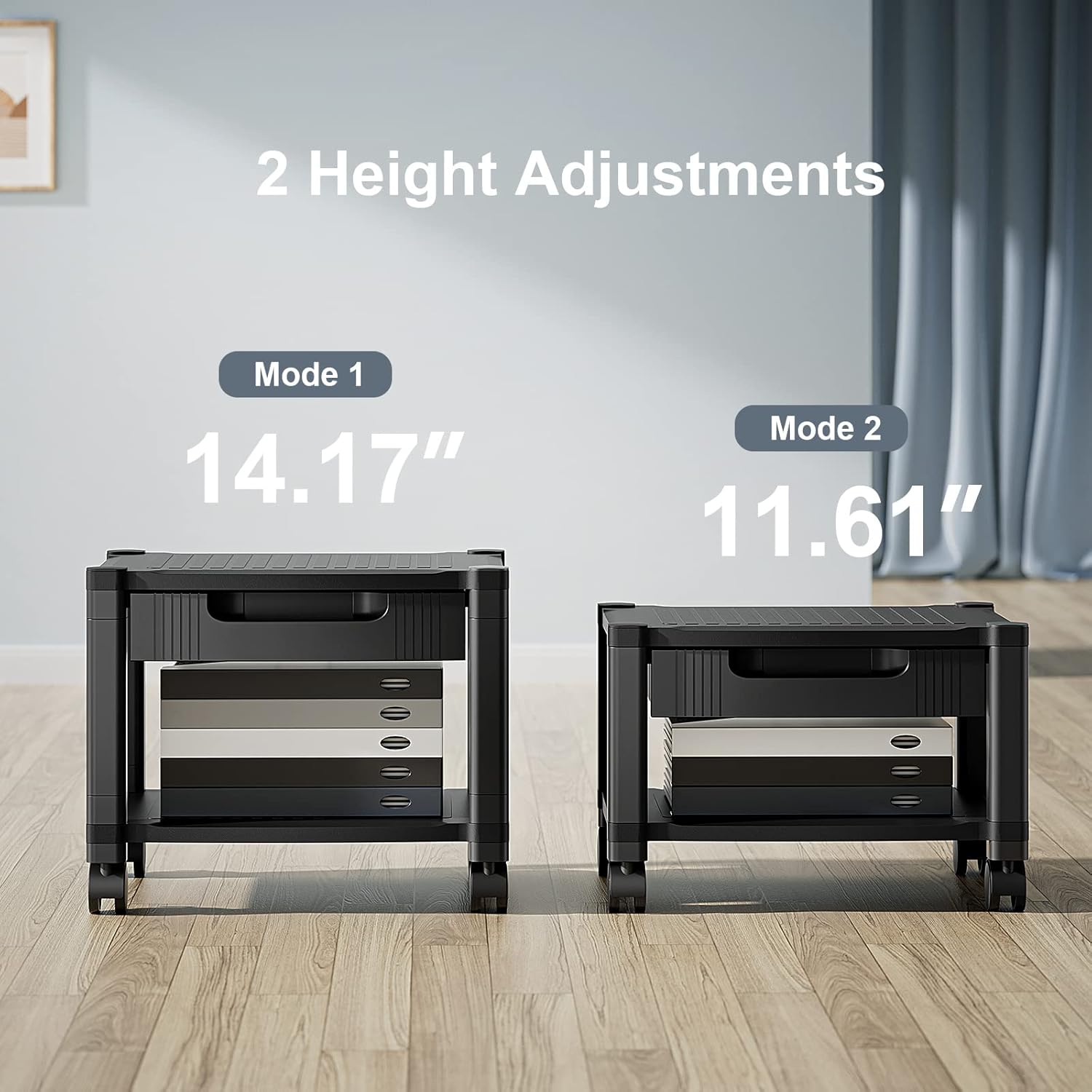 Printer Stand with Cable Management and Storage Drawer - 