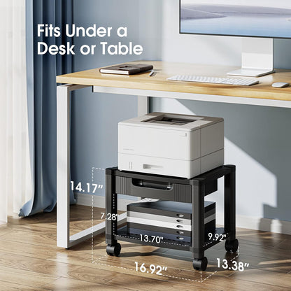 Printer Stand with Cable Management and Storage Drawer - 