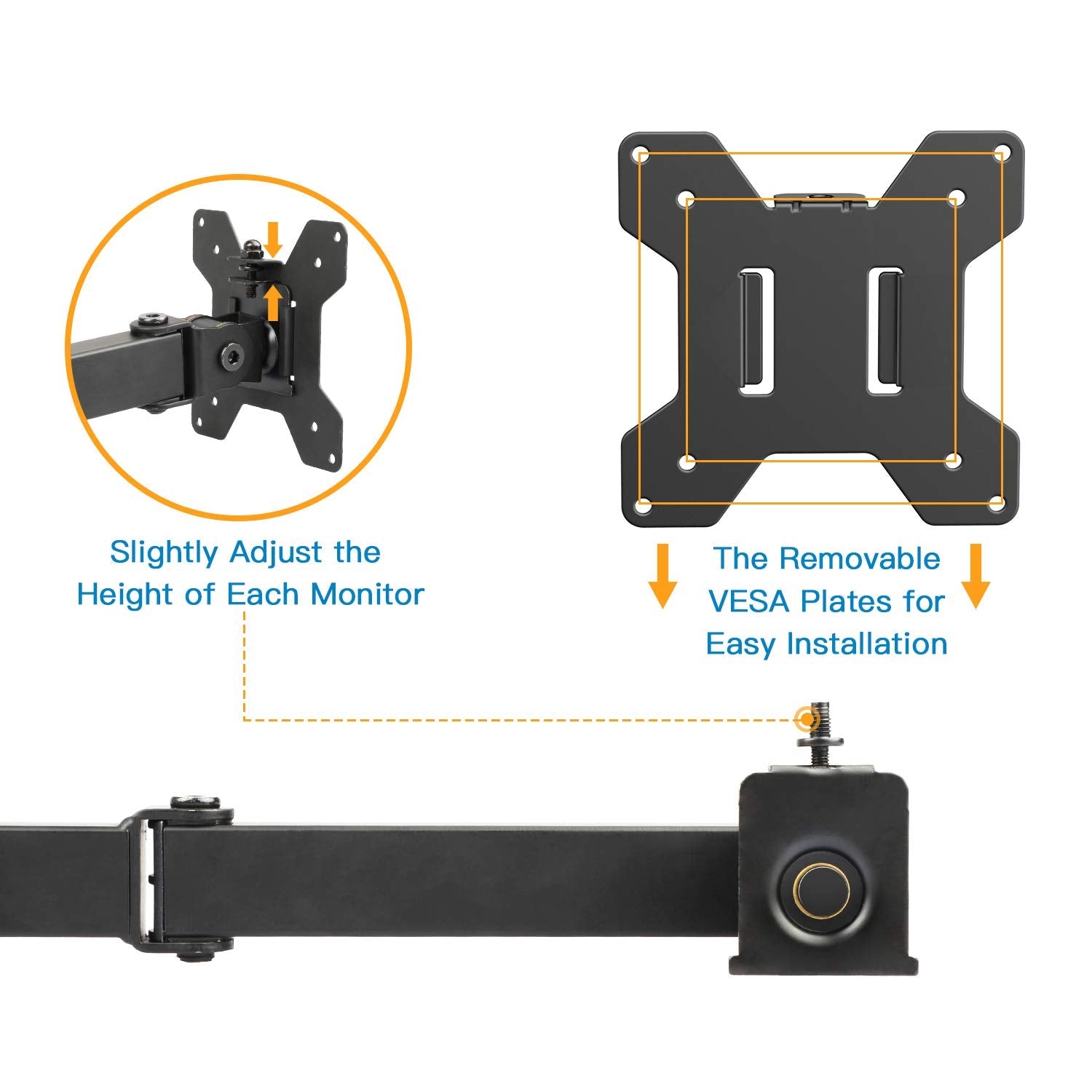 QF2 Quad Monitor Stand: 4 Monitor Desk Mount for 13 - 27 Inch Screens - 