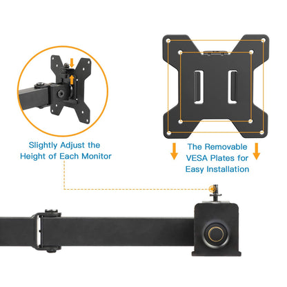 QF2 Quad Monitor Stand: 4 Monitor Desk Mount for 13 - 27 Inch Screens - 