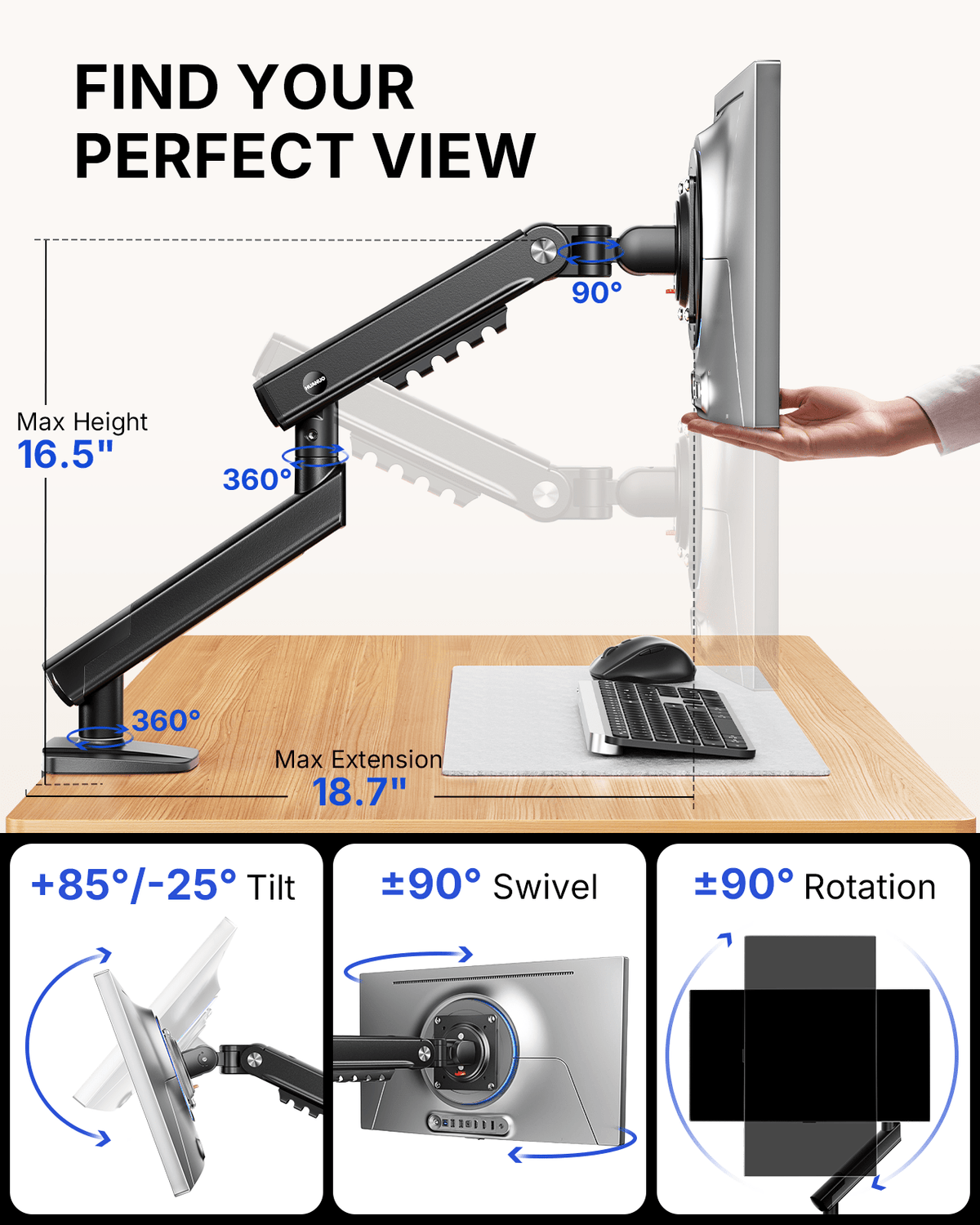 Single Monitor Arm - FlowLift Pro -