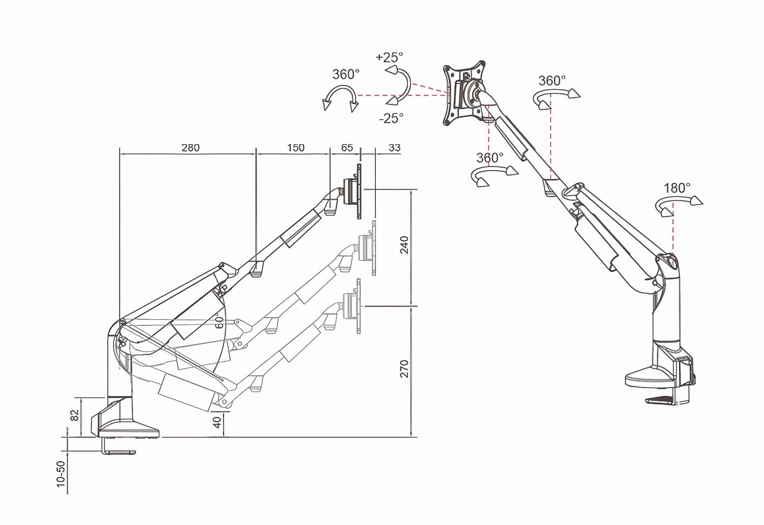 Modular Single Monitor Arm
