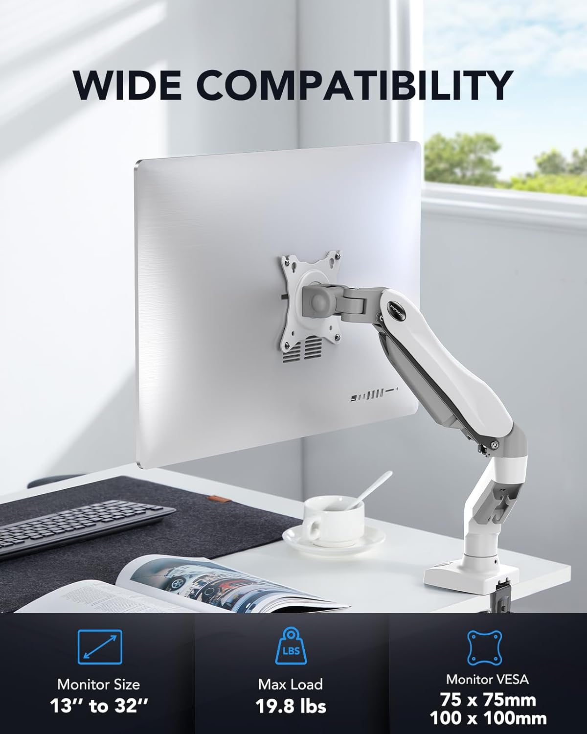 SS6 Essential Single Monitor Mount - White