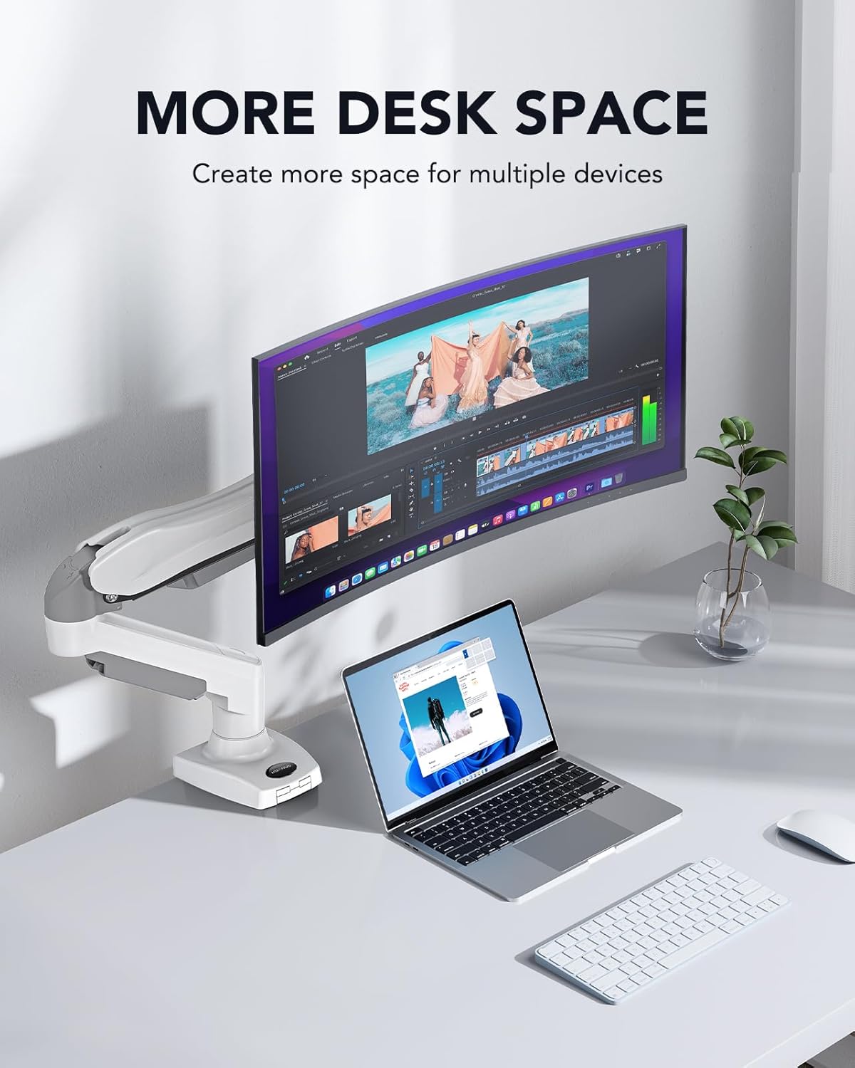 SS6 Essential Single Monitor Mount - White