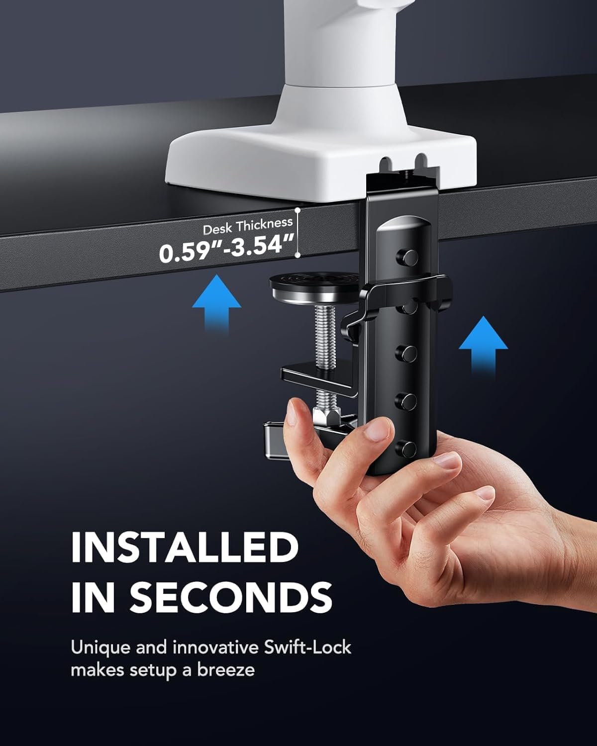 SS6 Essential Single Monitor Mount - White