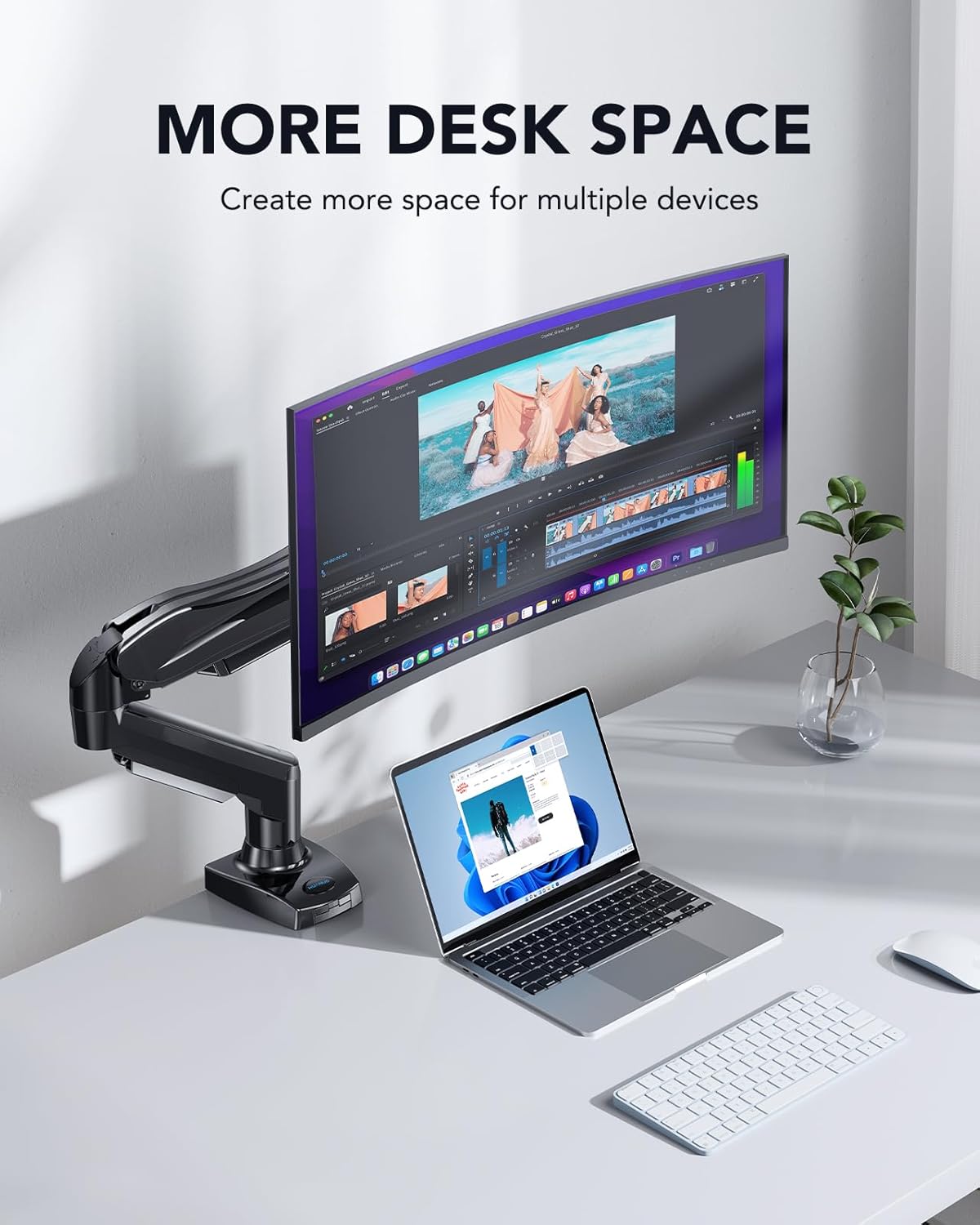 SS6 Essential Single Monitor Mount - White