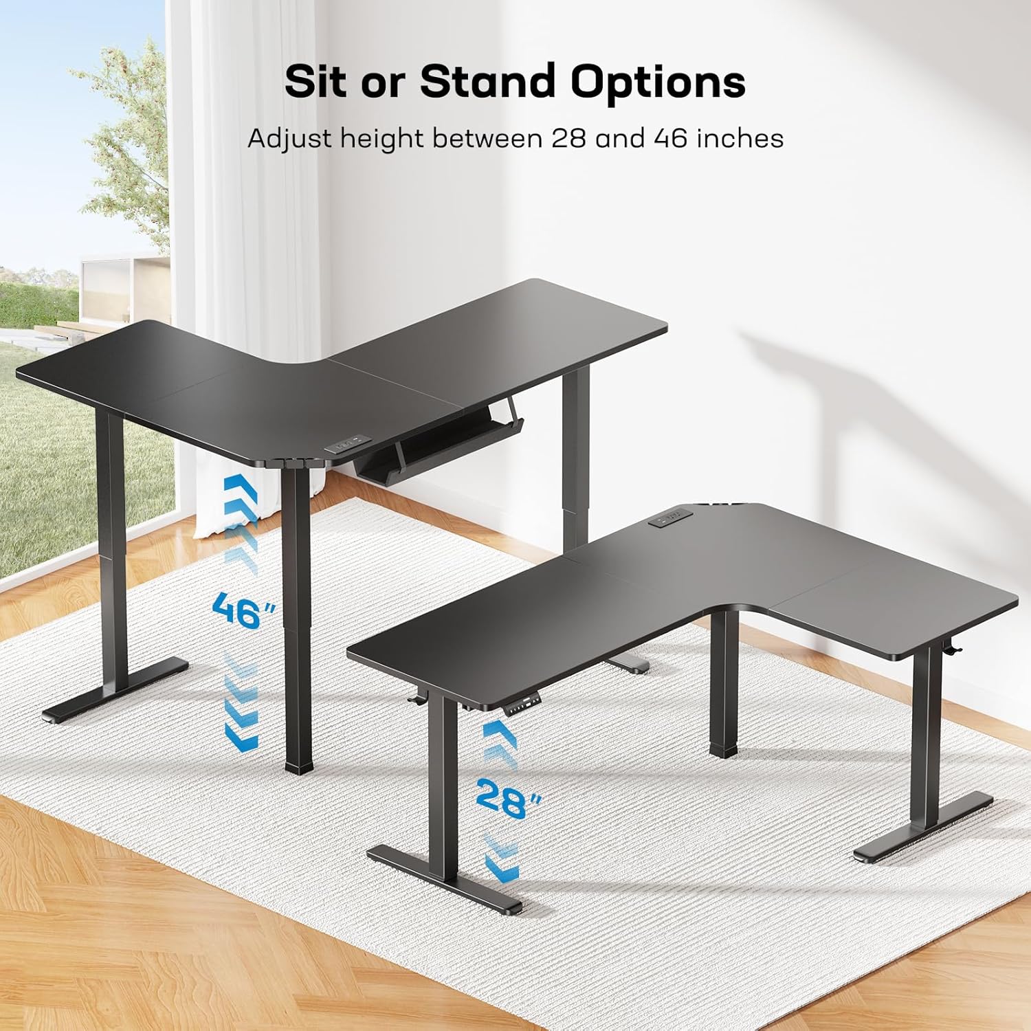 Standard L - Shaped Standing Desk - Black