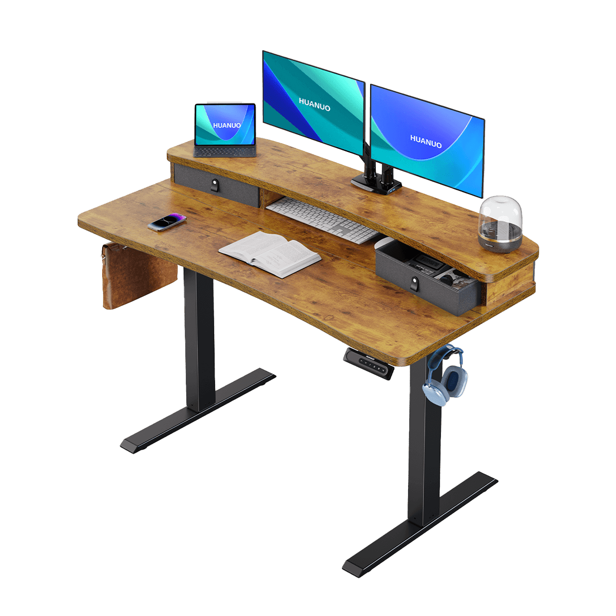 Standing Desk with Dual Riser & Drawers - 48" x 24"