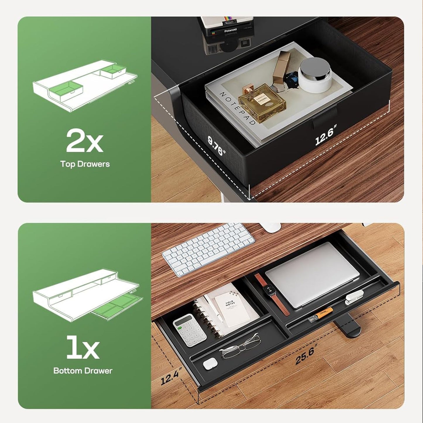 Standing Desk with Multi Drawers - 48" x 24"
