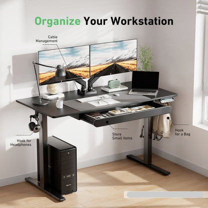 Standing Desk with Storage Drawer - Walnut