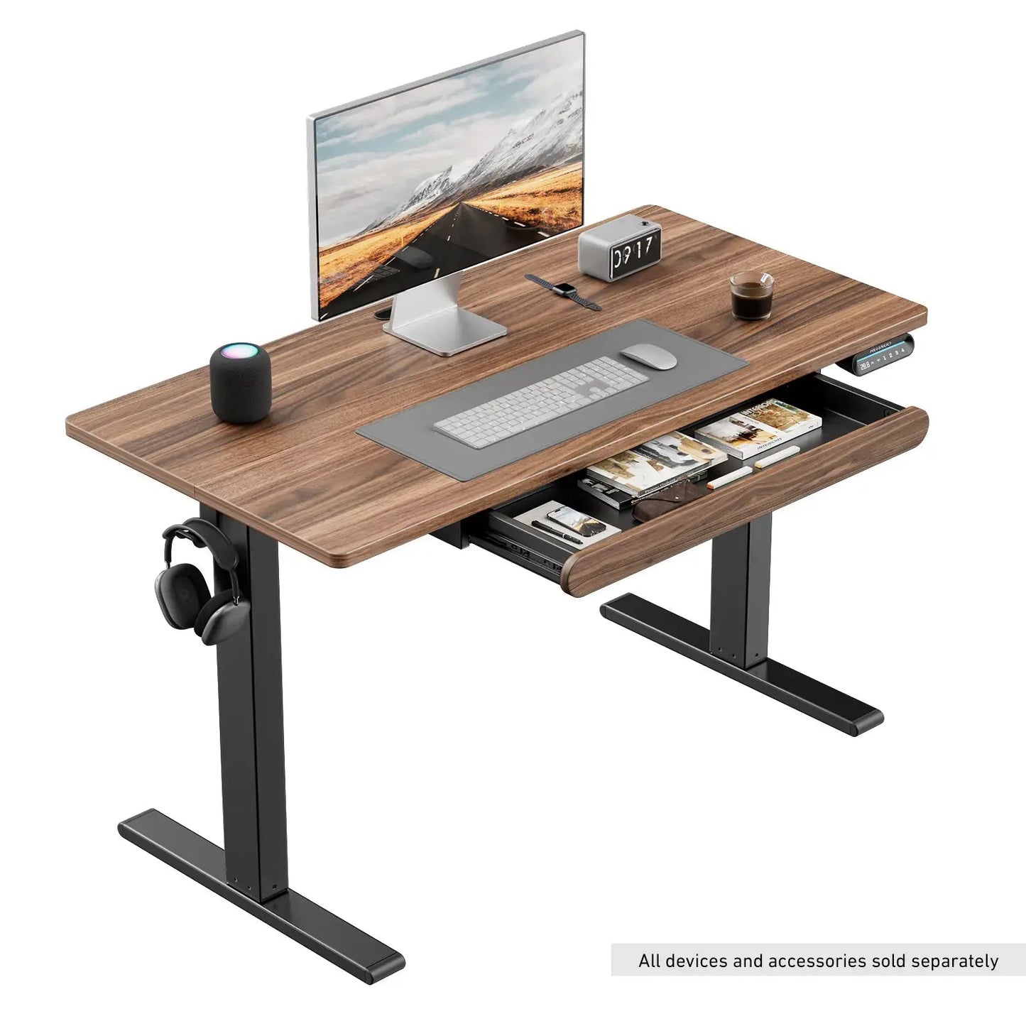 Standing Desk with Storage Drawer - Walnut
