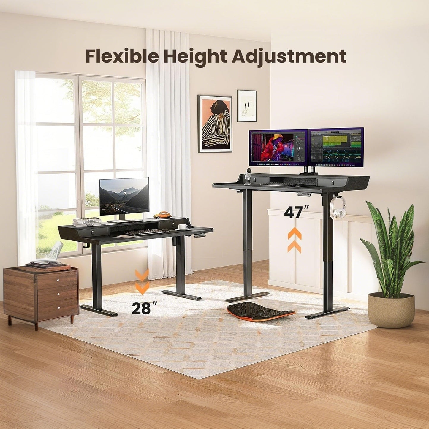 Storage Series Standing Desks - + Drawers