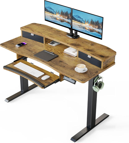 Storage Series Standing Desks - + Drawers & Keyboard Tray