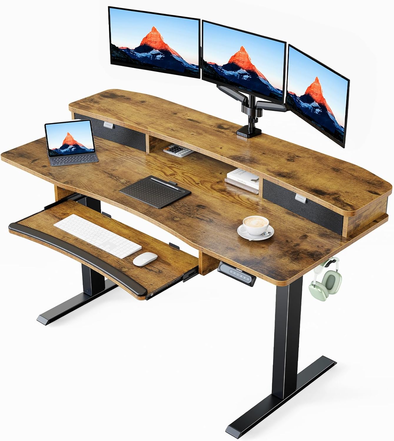 Storage Series Standing Desks - + Drawers & Keyboard Tray