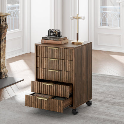 5-Drawer Cabinet + Fluted Cabinet/ Fluted - Dark Walnut