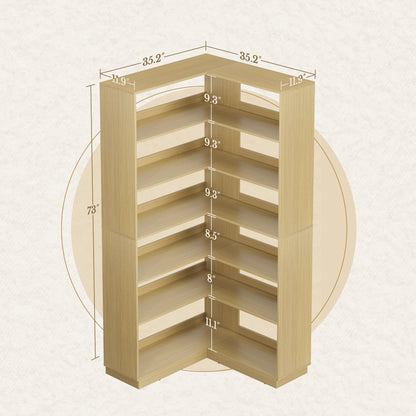 73'' Corner Bookshelf + 73'' Fluted Bookshelf/ Fluted - Natural Oak